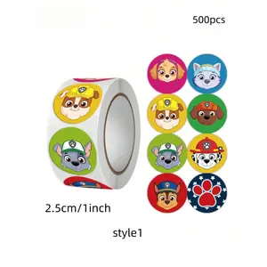 500 pieces of teacher encouragement stickers, cute dog head image stickers, patrol team cartoon decorative stickers, children's labels stickers, kawaii labels, DIY gifts, sealed label decorative supplies, children's fun gifts