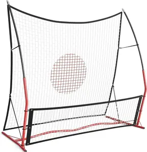 Soccer Rebounder 2-in-1, 6'x4.6' Large Rebounder Net & 6'x16' Small Bounce Back Net, Easy Setup Soccer Training Equipment for Outdoor Practice, Team Volley, Passing, Solo Training