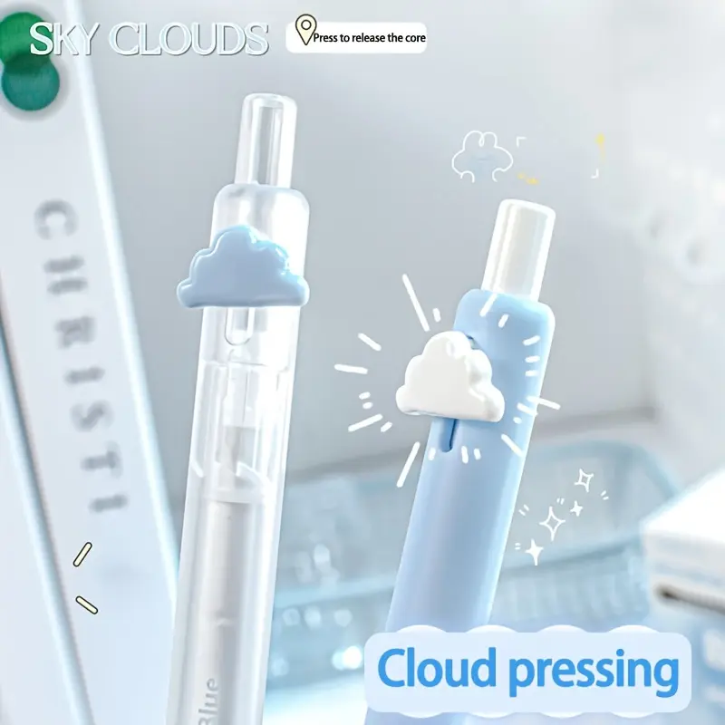 5-pack box fresh and simple cloud press pen high value soft grip neutral pen student office supplies Writing Stationery 0.5mm black Cloud Pressing Writing Tool College Student Pen