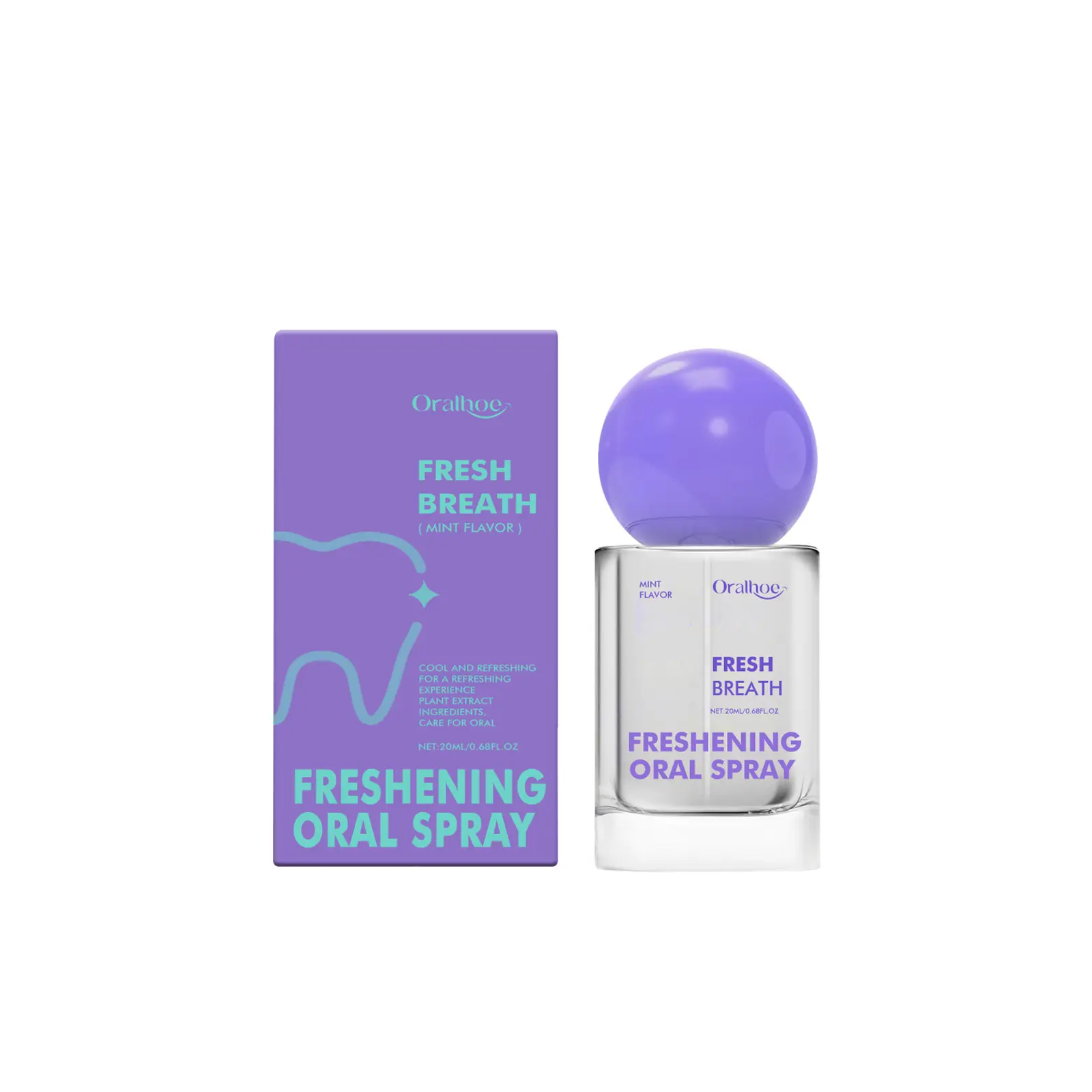 Probiotic Oral Spray for Long-Lasting Freshness, Alcohol-Free Oral Spray with Probiotics for Breath Care, Convenient Travel-Sized Breath Spray(0.68oz) (20ml) (2PC)
