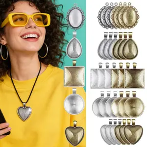 60pcs Valuable Pendant Tray Kit - 5 Styles Bezel Settings Blanks for DIY Jewelry Making, Resin, Photo, Necklace, Jewelry Making Supplies
