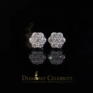 Diamond Celebrity’s New Men’s/Womens 925 Silver White 2.25ct VVS ‘D’ Moissanite Flower Stud Earrings