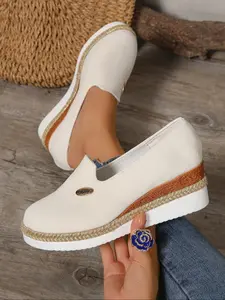 Breathable Woven Wedge Half Slip On Platform Shoes, Comfortable and Stylish Lightweight Design, Perfect for Casual, New Experience in Fashion