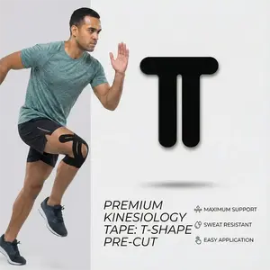 Precut Kinesiology Tape for Knees, 10 Pcs - Knee Support & Stability, Knee Pain Relief Athletic Tape - Waterproof & Elastic, Breathable Hypoallergenic Latex-Free Tape, Black Training Basketball