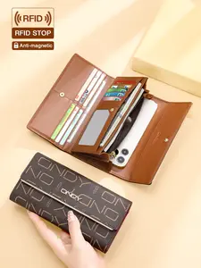 Stylish Letter Print Women's Long Wallet & Tri-Fold Mobile Wallet - 12 Individual Card Slots / Multiple Compartments / Includes Zippered Coin Pouch, RFID Anti - Theft, an Essential Everyday Wallet for Commuters, Business Wallets