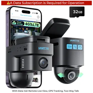 【Valentines】LAMTTO 4G LTE Car Security Camera, Dual-Channel Dash Cam with Remote Real-Time Viewing via Mobile App Abnormal Activity Alert GPS Tracking Accident and Theft Evidence Recording(Remote Features Require 4G Data Usage)