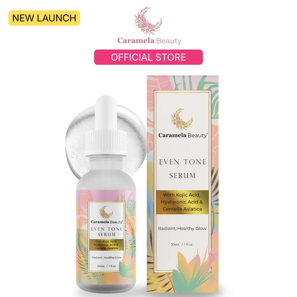 CARAMELA BEAUTY Even Tone Serum with Kojic, Glycolic & Hyaluronic Acid - Dark Spot Remover for Skin Transformation and Soft Skin, 1 fl oz, Beauty Products