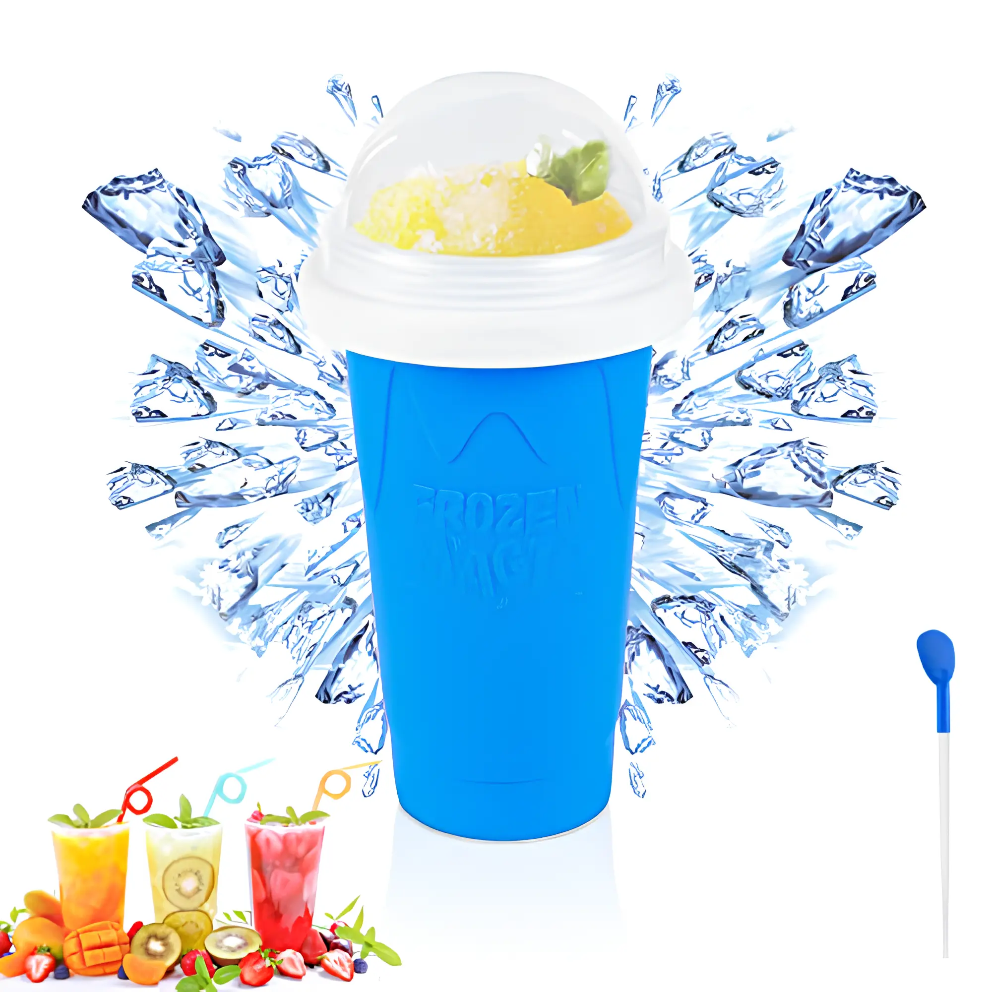 DIY Magic Slushy Maker Cup - Portable Kitchenware Kitchen Utensil, Home Container for Juices Milk Ice Cream, DIY Slush in Mins Milk Slush Maker with Lids Straws for All Ages