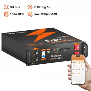HumsiENK 48V 100Ah LiFePO4 Lithium Battery 3U Server Rack with Active Balancing & BYD Cells, Max 5120Wh & Bluetooth, 100A BMS, 15000+ Deep Cycles for Off-Grid Solar System, Home Energy Storage, Backup
