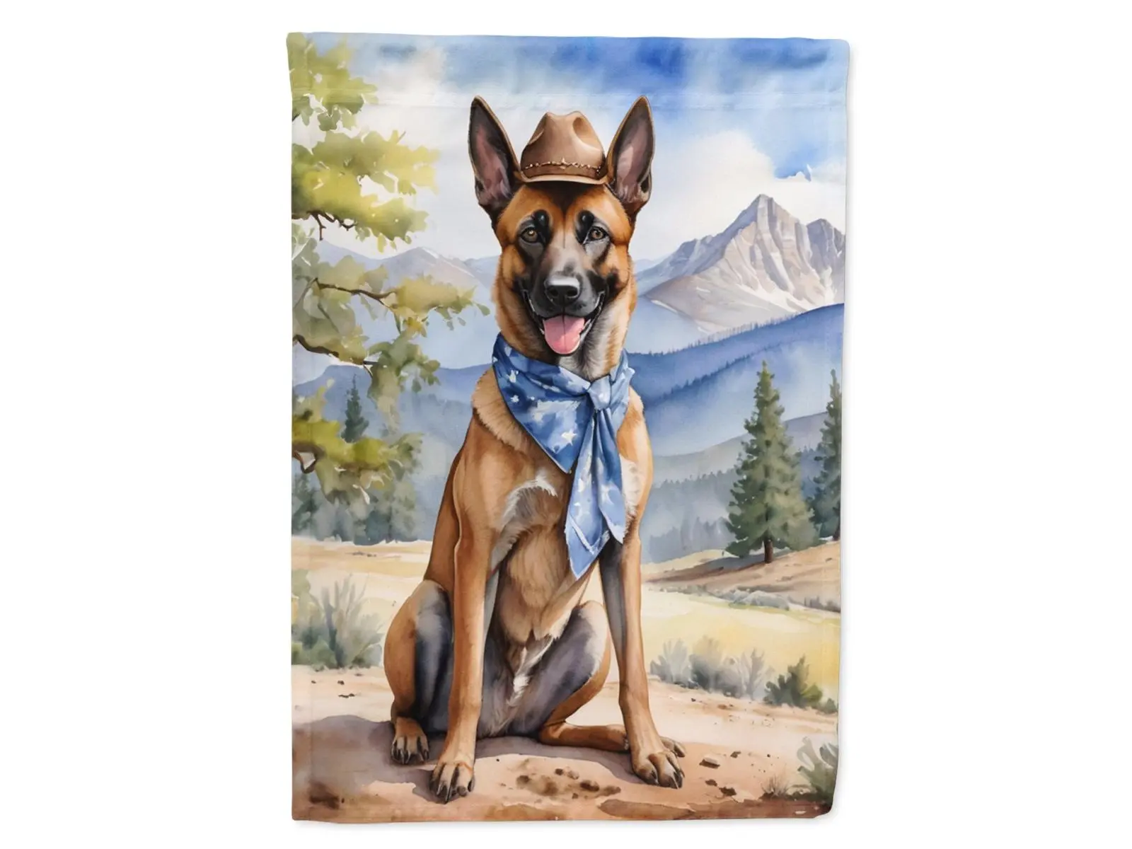 40 x 28 in. Belgian Malinois Cowboy Welcome House Flag