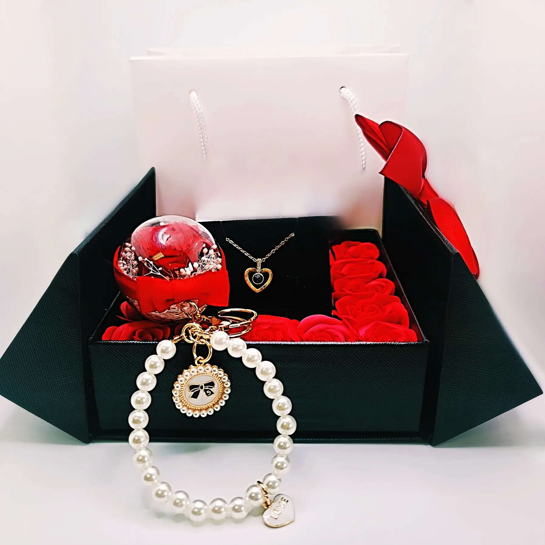 Steal My Heart 100 Languages Necklace and Rose Box Gift Set