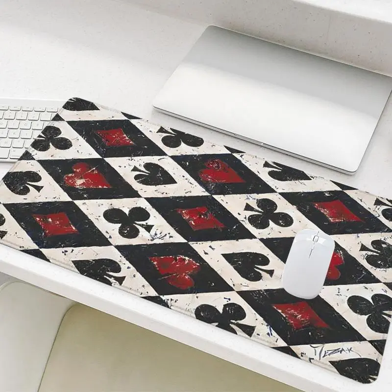 Poker Card Pattern Mouse Pad, Rectangle Gaming Mouse Pad, Office Desk Keyboard Mat for Home Office Game Room Desk