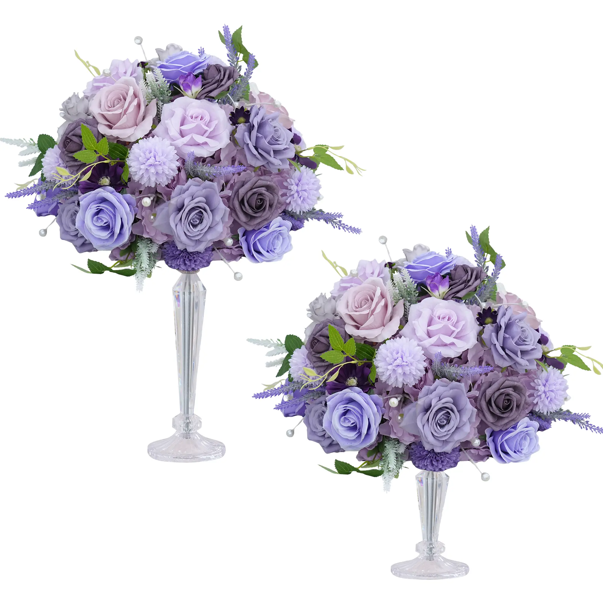 S-A8992 2pcs 1.31ft Silk Purple Lavender Rose Flower Ball Set, Wedding Table Centerpiece Decorations, Festive Ornaments for Home Party Supplies