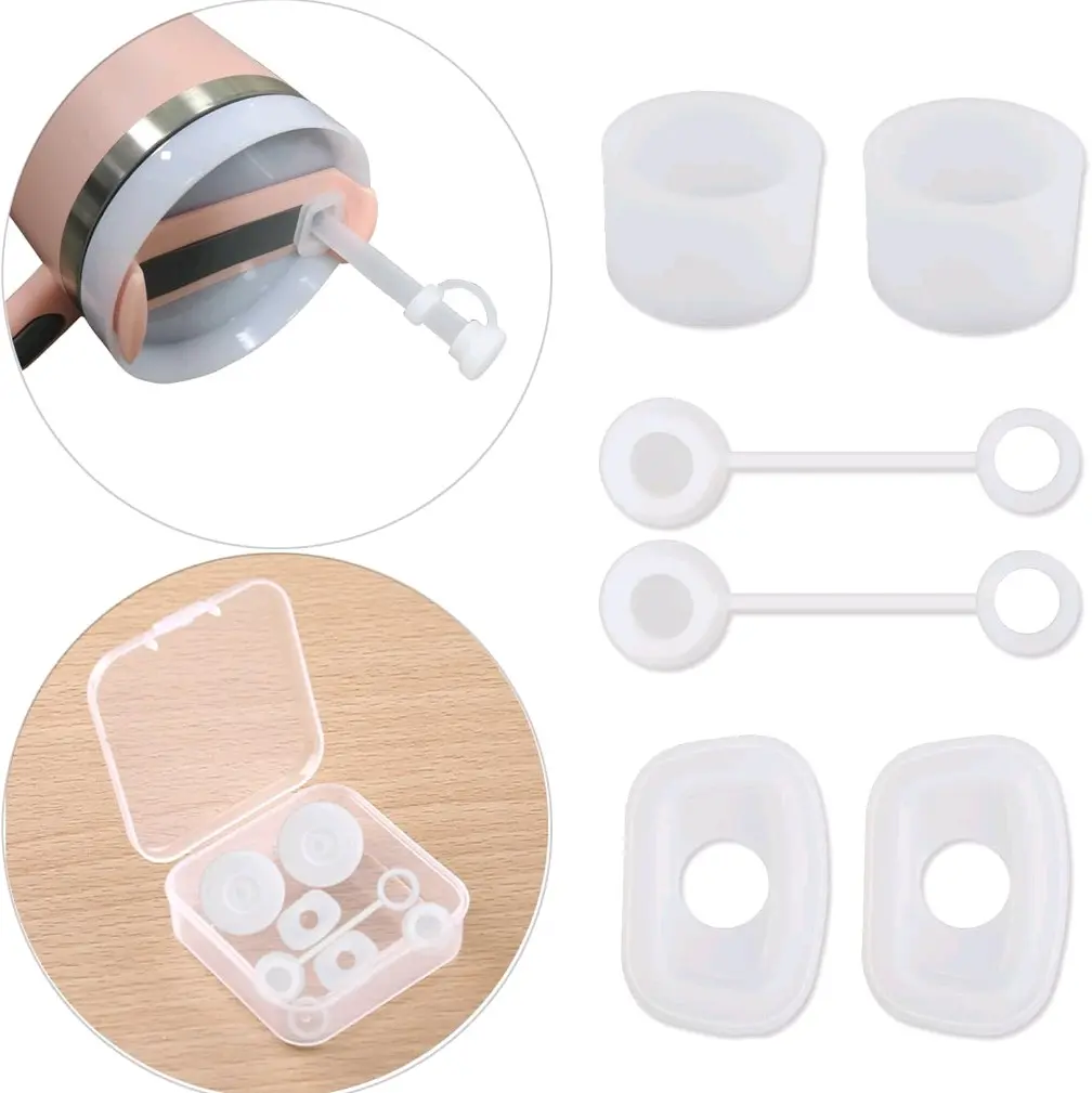 Spill-Proof Silicone Accessory Set for Stanley Cups - Includes Straw Covers, Round and Square Leak Stoppers - Anti-Dust Tumbler Accessories Drinkware
