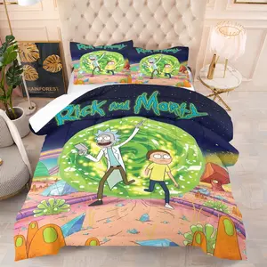 Rick and Morty Bedding Set, Soft Comfortable Durable, Includes 1 Blanket and 1 or 2 Pillowcases Without Pillows, Kids and Teens Bedroom Gift