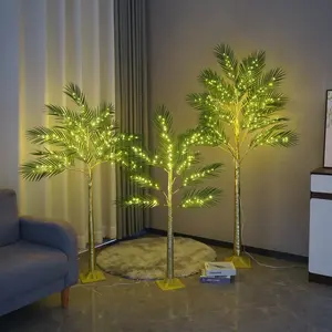 1 x 4/5/6-foot LED-lit golden-trunk palm tree floor lamp, USB-powered LED tree, suitable for living rooms, bedrooms, poolside areas, weddings, parties, and seasonal decorations for Mother’s Day, spring, summer, and all four seasons