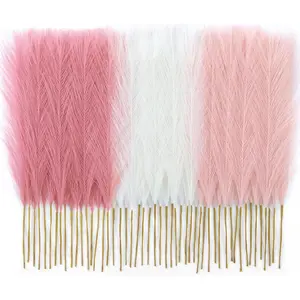 50pcs 17in Blush Cream Pink Fluffy Pampas Grass for Home Living Room Bathroom Birthday Baby Shower Wall Decor