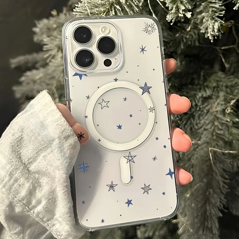 Starry Transparent Color MagSafe Phone Case for iPhone 16/15/14/13/12/11 Pro Max/Pro/Plus, Durable Shockproof Cover with Camera Protection