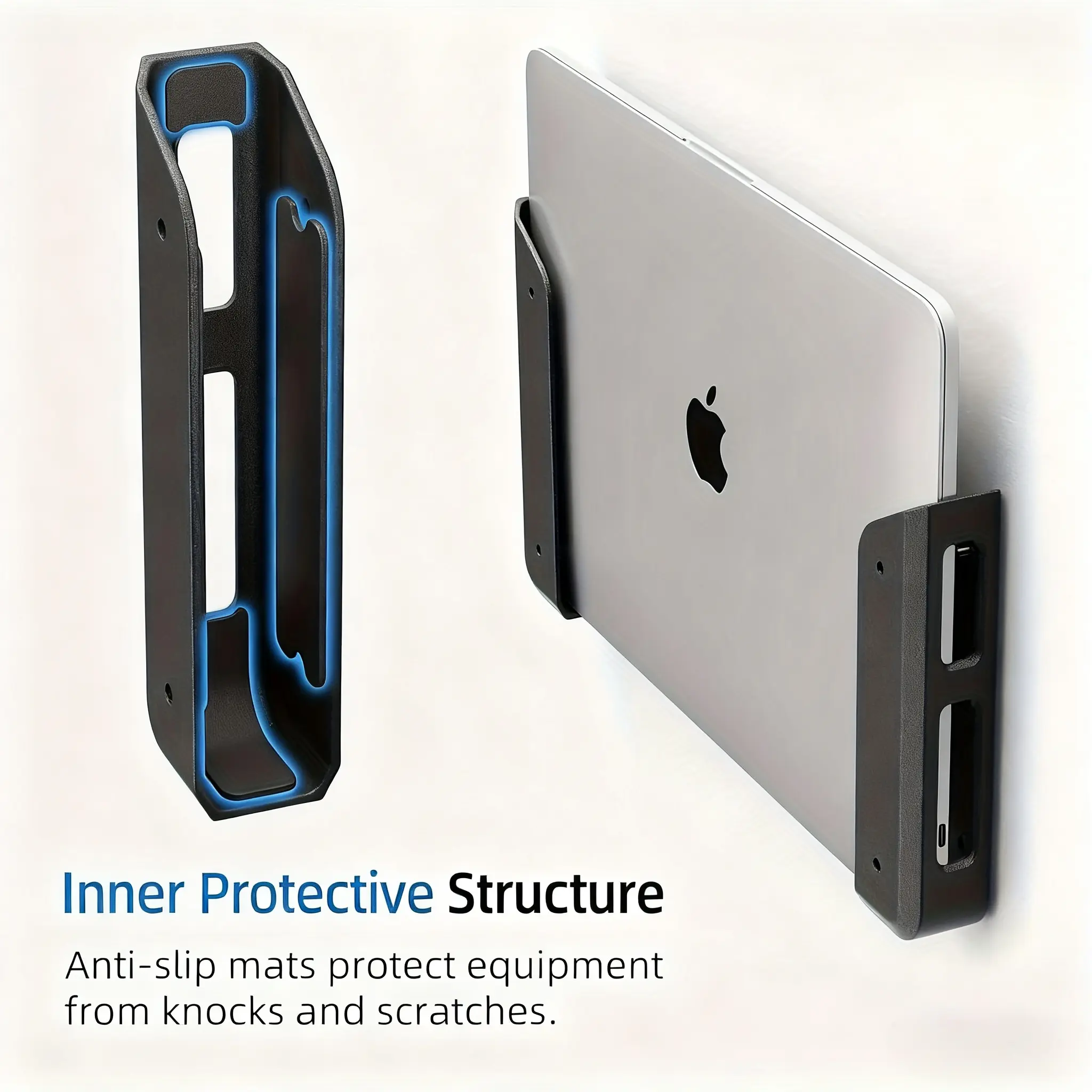 Wall& Under Desk Laptop Mount Holder with Adhesive& Screws in, 1.1"/ 28mm Thick, Anti-Scratch Pads, Universal for MacBooks, Surface, Keyboards, Tablets, Switch& More Universal Laptop Stand, Under Desk Pc Mount, Laptop Accessories