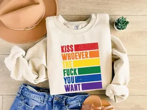 Kiss Whoever The F You Want TShirt - Sweatshirt - Hoodie, Gay Pride LGBTQ Shirt, Pride Shirt, Trans TShirt, LGBT Clothing Pride Shirt, Women Gay Clothing