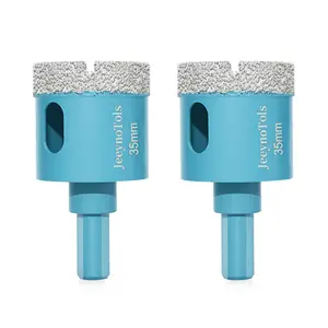 2pcs/Pack 1-3/8"(35mm) Dry Diamond Core Drill Bit - Diamond Hole Saw Tile Core Drill Bit With Triangle Shank For Porcelain Tiles, Stoneware, Ceramic, Marble, Granite, Hole Saw Drill Bit, Tile Drill Bits, Dry Tile Bit, Diamond Drill