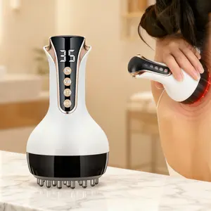 3-in-1 Body Sculpting Machine, Cellulite Massage Tool with Vibration and Heating Modes, Electric Meridian Brush Gua Sha Instrument, Portable Handheld Massager Meridian Walking Jar for Legs, Arms & Belly, Lymphatic Drainage Roller