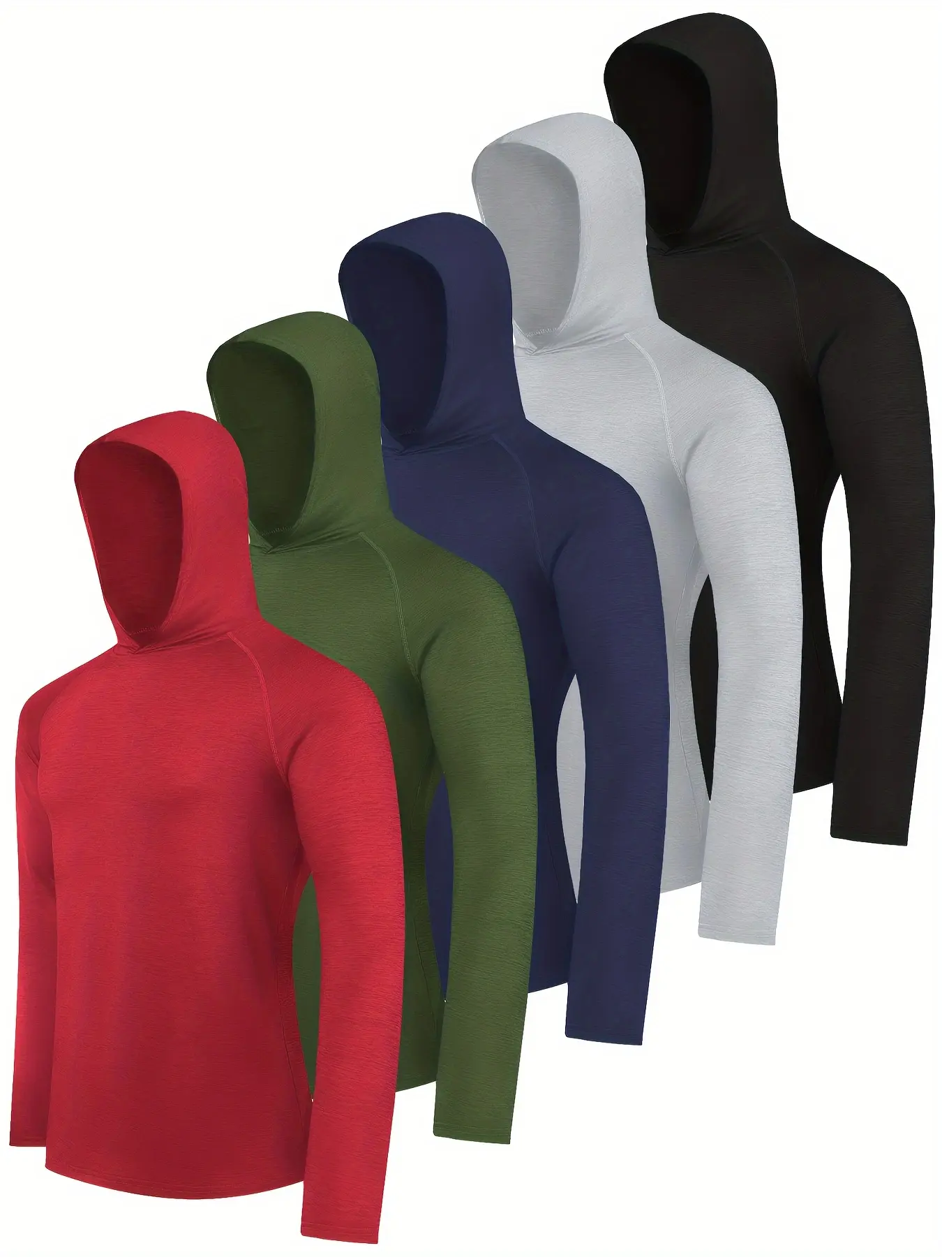 5 Pack Men's Lightweight Hoodie Performance Long Sleeve Shirt for Fishing Running Lightweight Rash Guards gym outfits  workout tops  gym shirts summerwins