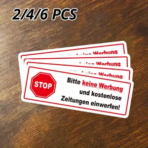 German PVC Warning Stickers, No Advertising & Free Newspaper Reminder, Waterproof Durable Outdoor Stickers, 8.5x3 Cm, Mailbox Door Home Shop Car