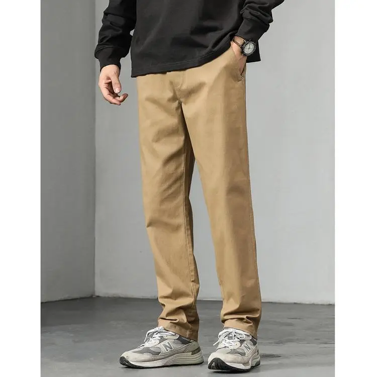 Men’s Straight-Fit Chino Casual Pants | For daily commuting, material: 98% cotton + 2% spandex, city strolls & weekend casual outings | Versatile all-season pants for a clean, minimalist everyday style