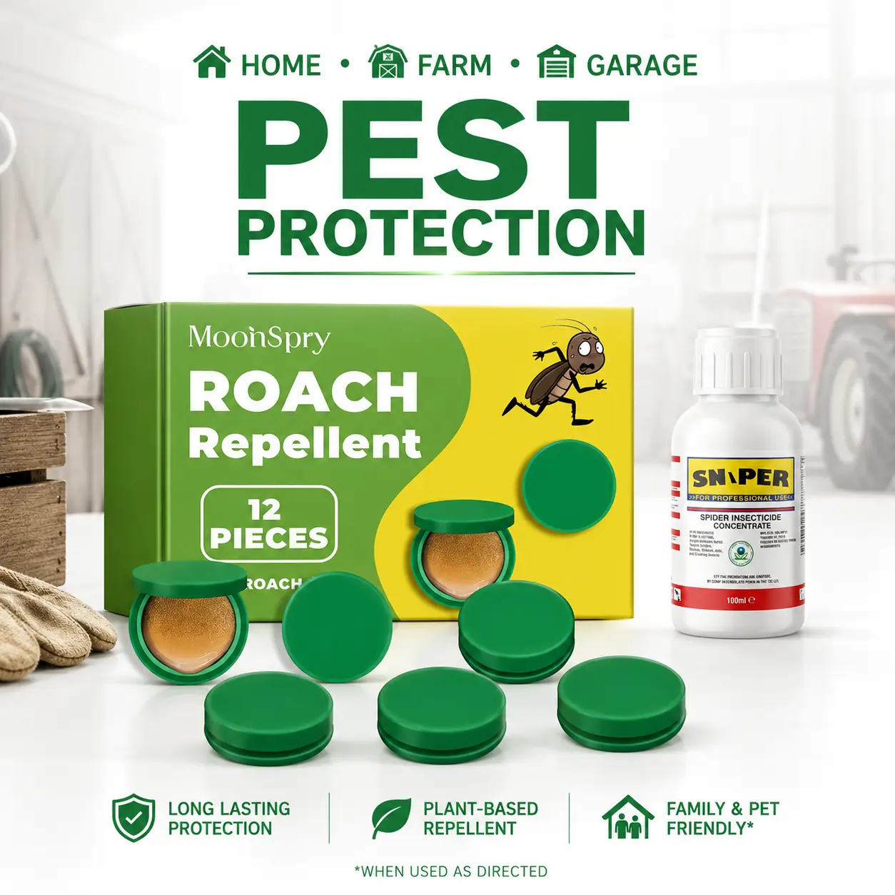 12PCS Solid Anti-Cockroach Pest Repellent Tablets, Natural 3-Month Long-Lasting Daily Solution, Indoor Pest & Insect Control for Home Kitchen, Bathroom, Cabinets, 3 Months