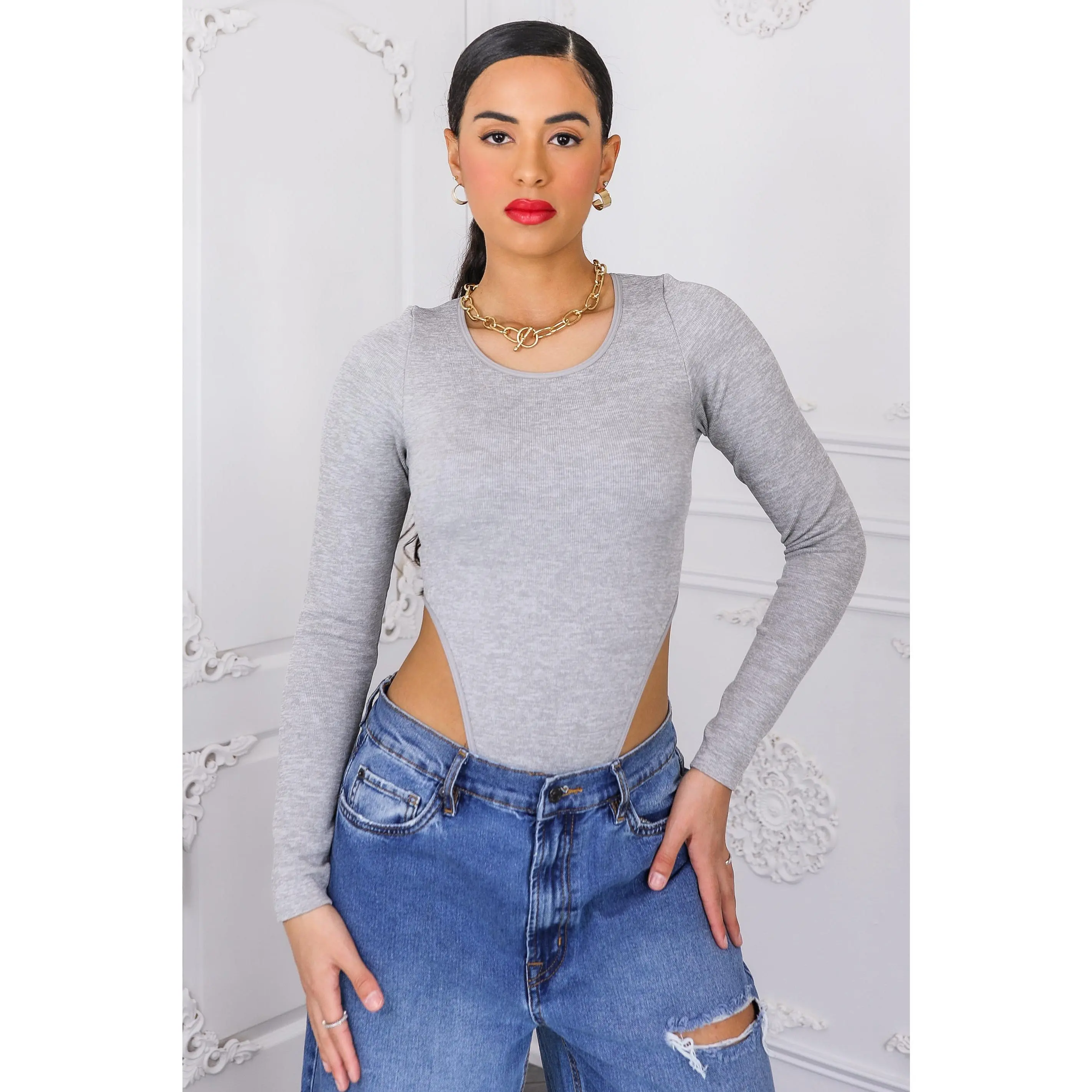 High Standard Sexy Long Sleeves High Leg Bodysuit