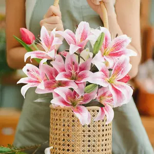3 stems simulated lilies - long stem imitation lilies, artificial tiger lily bouquet, Spring/Summer Decoration suitable for home, hotel, floral party decoration.