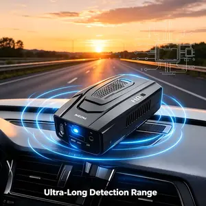 V7 16 Band Automotive Radar Detector, 360 Degree Laser Scanning & Audio Alert System, Matte Black Stylish Design, Tool-Free Installation with Suction Mount, 12V Powered Safety Device for Cars, Vans, Trucks and SUVs