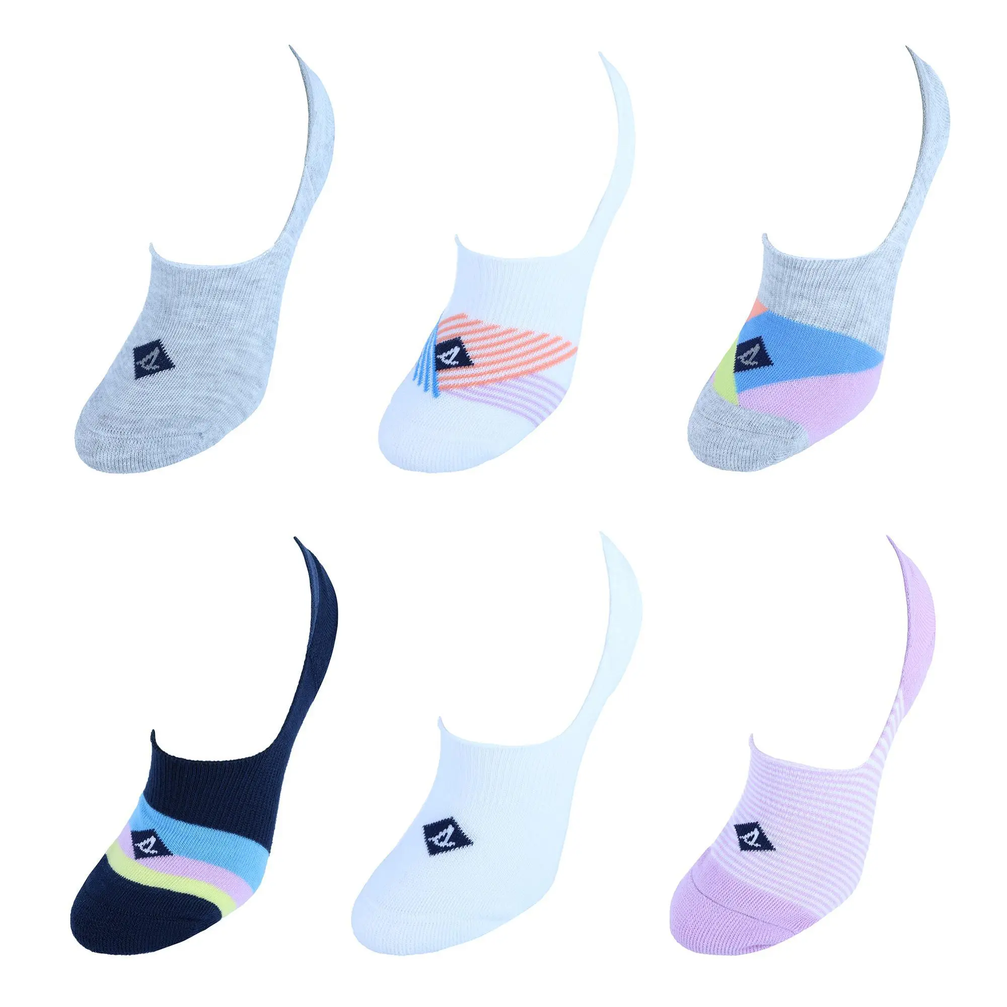 Sperry Women's Super Soft Recycled No Show Sock Liners, 6 Pair Pack, Sassy Colorful and Comfortable Casual Wear with Non-Slip Gel Heel, Striped, Invisible Socks