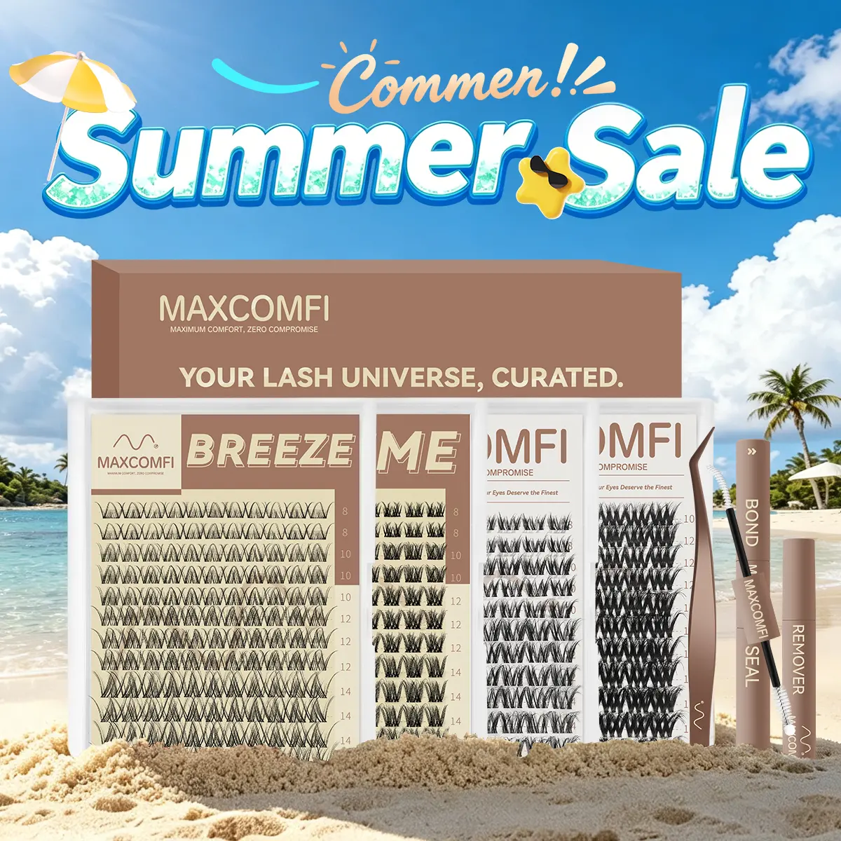 [Ad-Exclusive] Maxcomfi DIY Lash Cluster Kit breeze，iris，lume，astra, Natural Eyelash Extensions