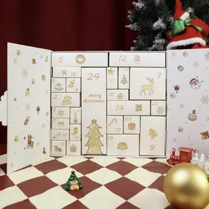 24-Day Advent Calendar Themed Gift Box with Numbered Doors 1-24 - Christmas & New Year Countdown Calendar for Daily Treats, Party Favors, Mini Storage Box for 24-Day Holiday Celebration,Christmas Gift