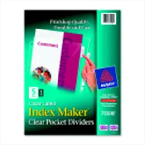 Avery 1074448 Index Maker Polypropylene Tab Divider - Clear, Pack 5