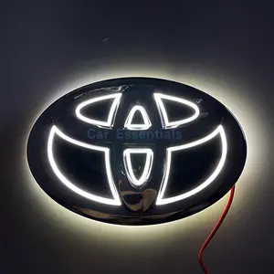 5D LED Car Emblem Light Plug & Play Illuminated Front Badge Red White Blue Glow Logo Light Fit For Toyota Corolla Camry Land Cruiser Alphard Auto Exterior Modified Decoration Accessories