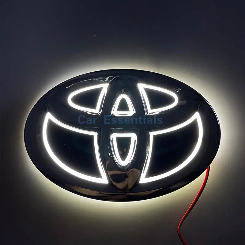 5D LED Car Emblem Light Plug & Play Illuminated Front Badge Red White Blue Glow Logo Light Fit For Toyota Corolla Camry Land Cruiser Alphard Auto Exterior Modified Decoration Accessories