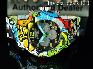 Rare New Invicta Men's 52mm GRAND Pro Diver GRAFFITI Chronograph HYDROPLATED Stainless Steel Watch
