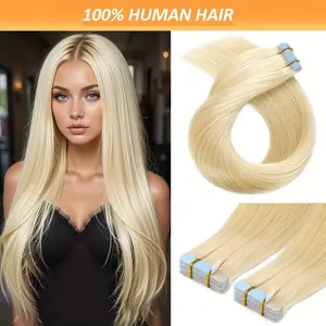 2025 Hot Wholesale 16-26 Inch Blonde Human Hair Seamless Weft Extensions - Straight, Light Brown Highlights, Adhesive Tape-In, Hand-Tied for Women, Stylish Long Hair Addition, Hair Extension | Straight Hair Extensions | Smooth Texture