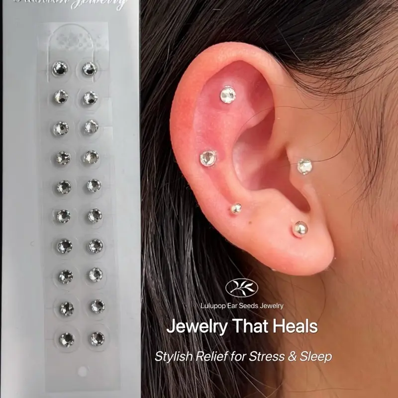 LuluPop Ear Seeds Jewelry No Piercing Crystal Rhinestone Ear Stickers Acupuncture Ear Jewelry