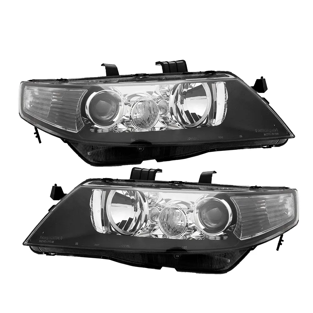 Fit For 2004-2008 Acura TSX Halogen Factory Black Clear Headlights Set of 2