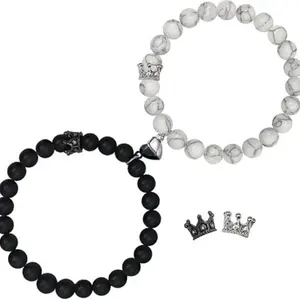 King & Queen Couples' Bracelets - Heart-Matching Bracelets for Long Distance Relationships - Anniversary Gift for Boyfriend and Girlfriend
