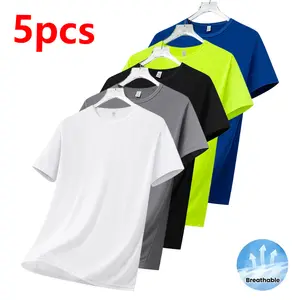 Summer Lightweight Casual Short Sleeve T-Shirt - Ultra Breathable, Quick Dry, Moisture Wicking, Slight Stretch Comfort - Suitable for Summer Workouts, Running, Gym & Casual Wear, Crew Neck, Simple Solid Color, Men's Short Sleeve Tee, Men's Sports Shirt, M