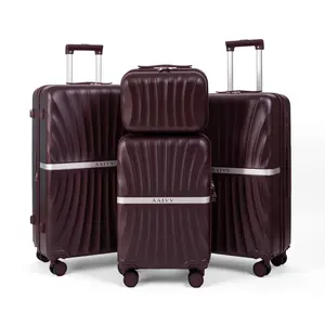 Luggage 4 Piece Set Suitcase with TSA, Airline-Approved Hard Shell Expandable Double Spinner Rolling Wheels Suitcases for Lightweight Travel (Dark Purple, 28in26in20in13in)