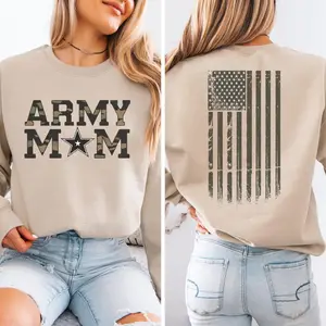 Army Mom Crewneck Sweatshirt, Patriotic Military Family Shirt, Deployment Support Pullover, Army Mom Gift, Proud Military Mom Apparel