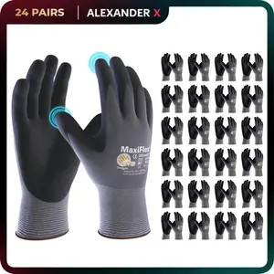 12/24 Pares Guantes Para Trabajo - MaxiFlex Foam Work For Men - Enhanced Grip Maxi Flex Nitrile Gloves Coated