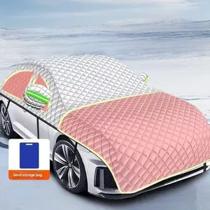 16.4ft Heavy Duty Snow Car Cover, 197"x67" Windshield Cover for Ice and Snow, Blocks UV Rays Heat Ice and Snow Designed for Summer/Winter Outdoor Parking, All Season Protection Waterproof Dustproof Frostproof Car Cloth, Outdoor Foldable Protective Cover
