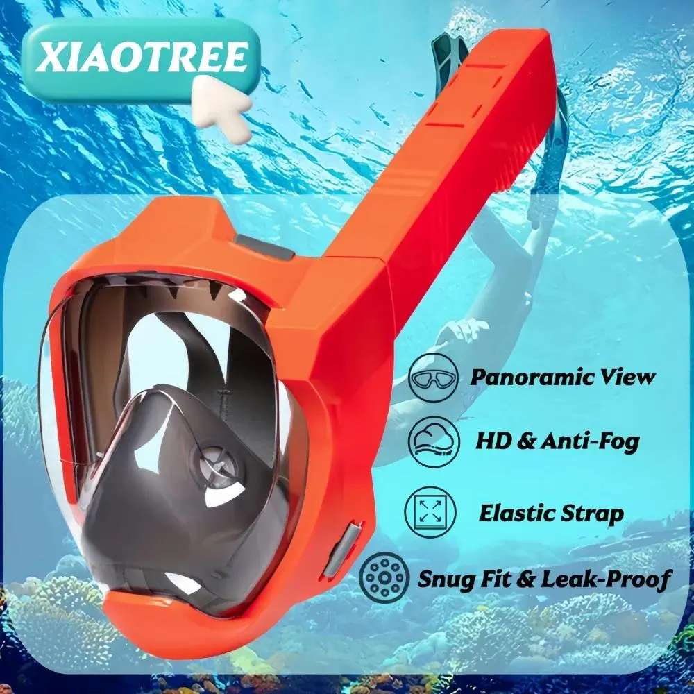 Full Face Snorkel Mask, Silicone Diving Gear with 180° Panoramic View, Fog-Free, Anti-Leak, Full Dry Breathing System & GoPro Mount, Snorkle, Fog Free Diving Masks, Dry Top Snorkel